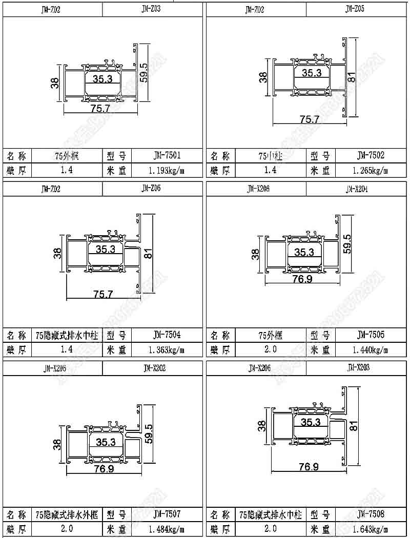 75断桥平开窗型材01