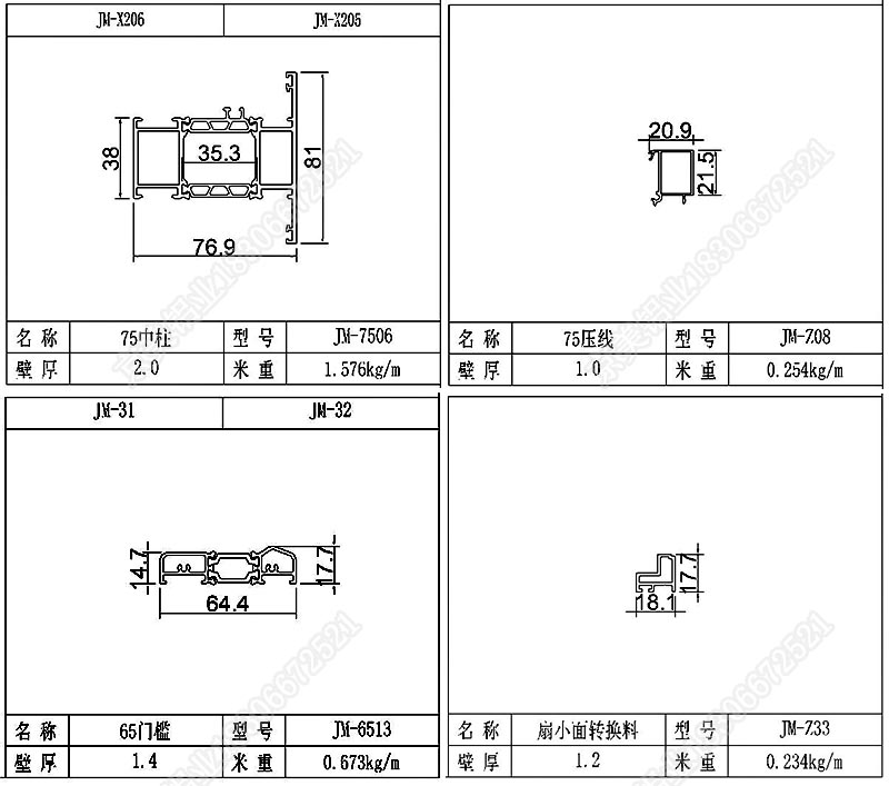 75内开窗型材03