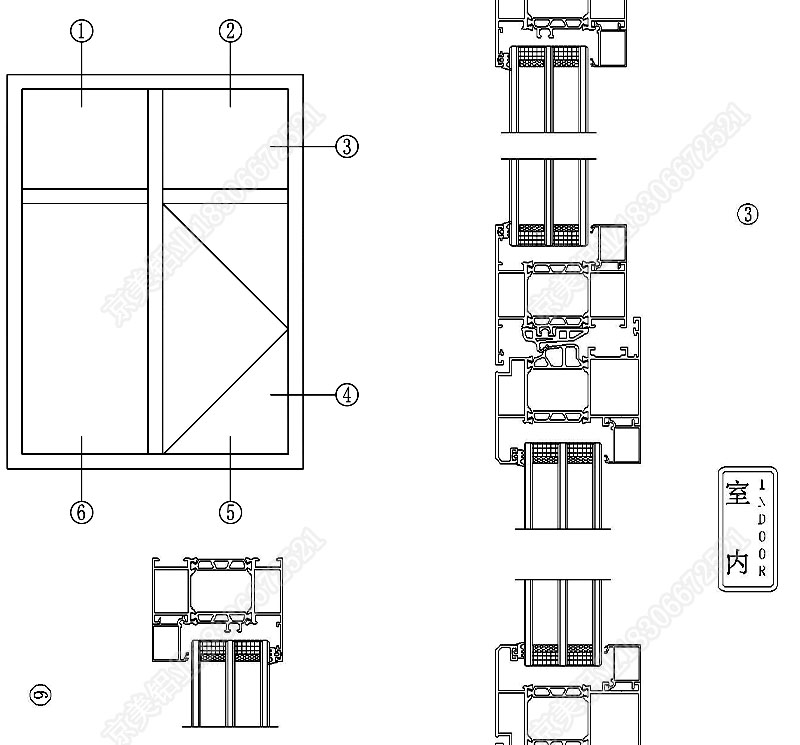 75断桥内开窗节点图01