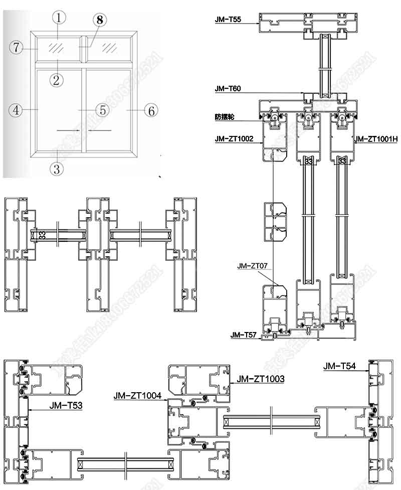 190非断桥重型三轨推拉门型材