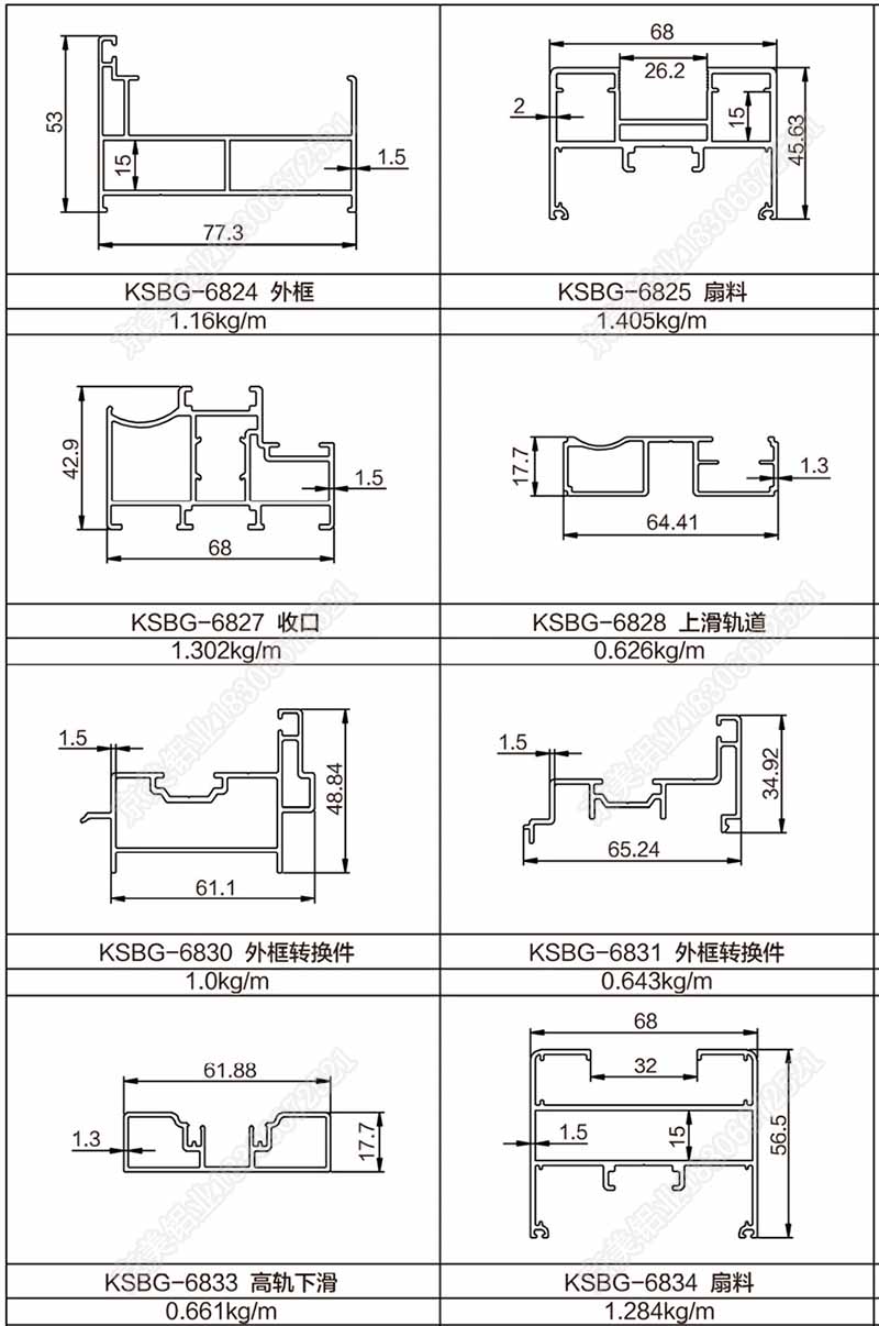 68非断桥折叠门型材