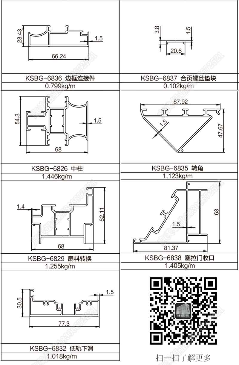 68非断桥折叠门型材