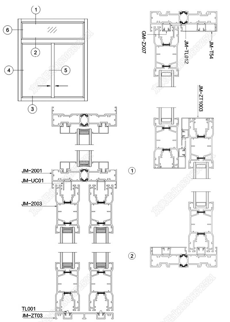 130断桥重型两轨推拉门型材