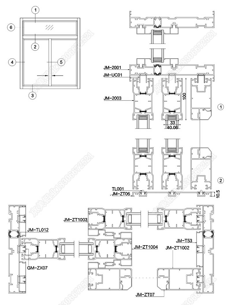 200断桥重型三轨推拉门型材